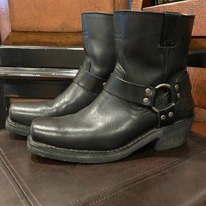Harley-Davidson Woman's Black Leather Motorcycle Boots with Buckle, size 10